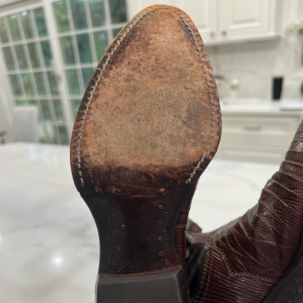 Justin Vintage brown lizard L 4711 western cowboy boots size 6 - Picture 12 of 14